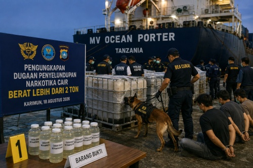 MV Ocean Porter Dibongkar, Dugaan Narkotika Cair Lebih dari 2 Ton Ditemukan